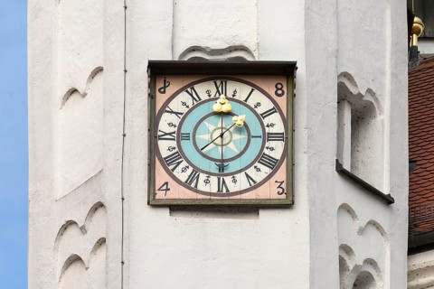 Clock on the tower of the monastery church of St. Lambert