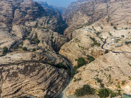 Aerial of the Wadi Lajab canyon