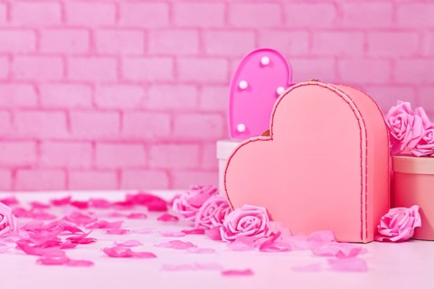 Valentine's day composition with pink roses