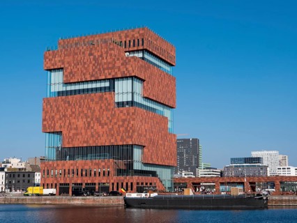Museum aan de Stroom MAS is a museum at the Bonapartedok designed by Neutelings Riedijk Architects