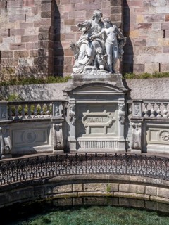 The source of the Danube with the sculpture Mutter Baar weist ihrer Tochter