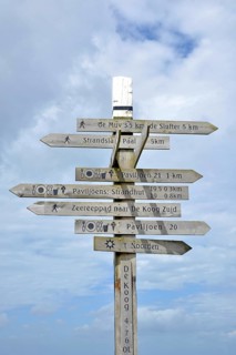 Big signpost in Texel De Koog in the Netherlands