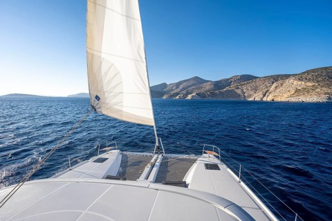 Sailing catamaran sailing on the sea
