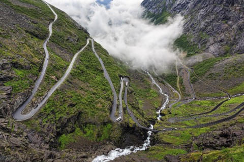 Pass road with hairpin bends