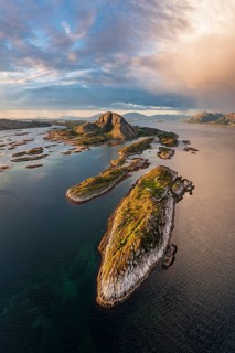 Mount Torghatten with surrounding islands