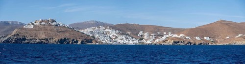City view Astypalea with castle