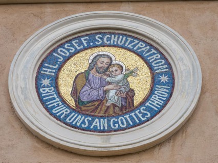 Detail on the church front of Tanzenberg Castle