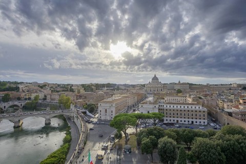 View from Castel Sant'Angelo to St. Peter's Basilica