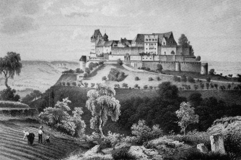 Historical view of the Veste Coburg castle around 1800