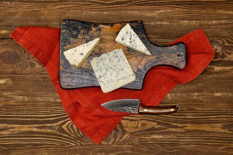 Top view of different types of blue cheese