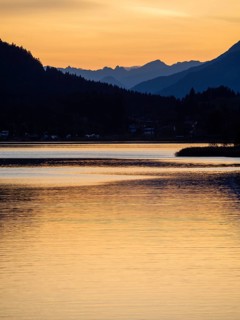Evening atmosphere at sunset at Lake Weissensee