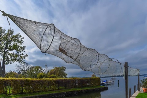 Suspended fish trap on the shore of Fraueninsel