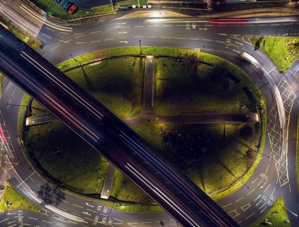 Top Down view over Penn Inn Flyover and Roundabout in Newton Abbot