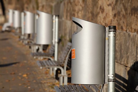 Silver metal dustbin