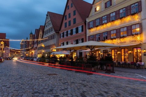 Christmas lights at the wine market