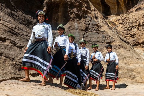 Young boys of the Qahtani flower tribe