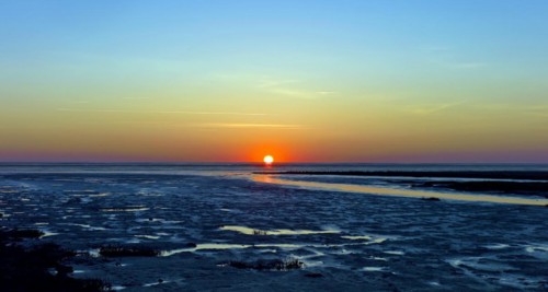 Sunset in the Wadden Sea near Cappel Neufeld
