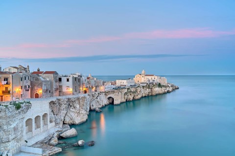 Old town of Vieste at sunset