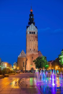 Illuminated Water Games at Blue Hour