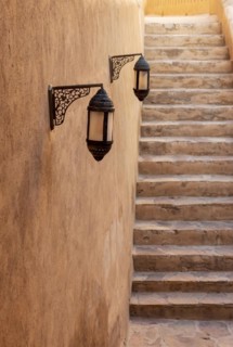 Staircase with lanterns at Nizwa Fort