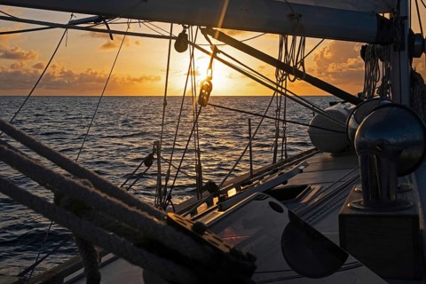 Deck of sailboat
