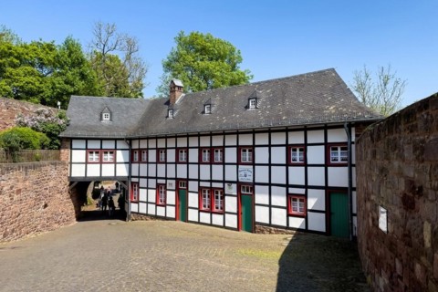 View from the historic inner courtyard to the left of the historic outer castle gate