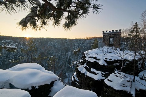 Snow at the Kaiser Wilhelm Fortress at the Hercules Pillars
