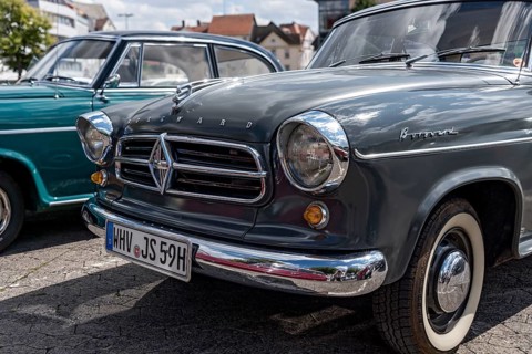 Vintage Borgward Isabella Limousine with white-tape tyres