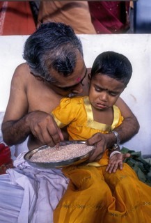 Ezhuthiniruthu Ceremony on Vijayadasami day in Saraswathi Temple at Panachikadu near Kottayam