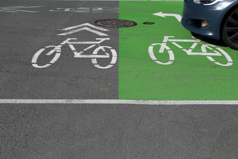 Road marking on a asphalt street
