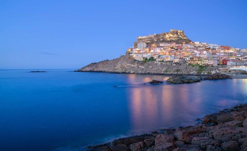 Old town and the fortress at blue hour