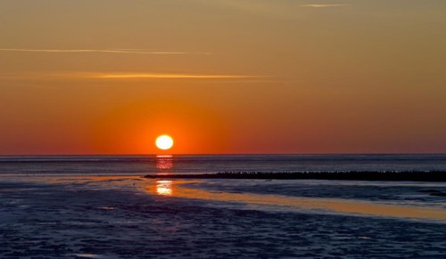 Sunset in the Wadden Sea near Cappel Neufeld