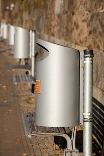 Silver metal dustbin