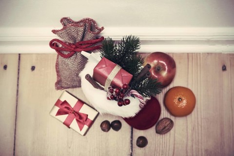 Christmas boots on the ground