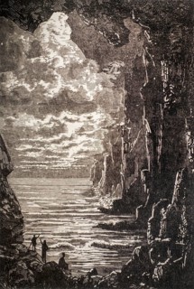 1864 book illustration The Central Sea from the science fiction novel Journey to the Center of the Earth by French writer
