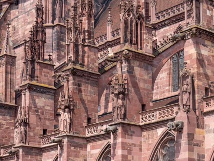 Detail of the Catholic city parish church Freiburger Muenster