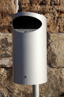 Silver metal wastepaper basket