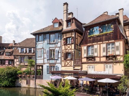 Half-timbered houses along the course of the Lauch in the district of La Petite Venise