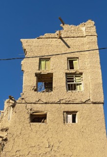 Ruined mud-brick house in the abandoned ghost town of Al Hamra
