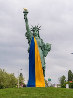 12 metre high replica of the Statue of Liberty by artist G. Roche after Frederic Auguste Bartholdi