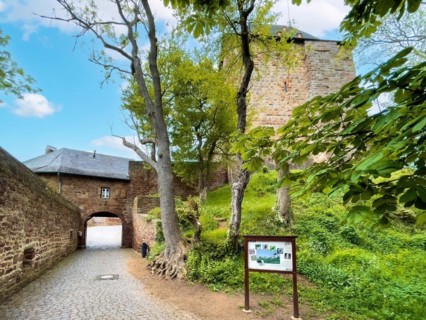 View of historic lower outer castle gate from the 14th century Entrance to kennel small outer castle courtyard