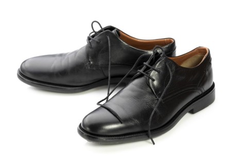 Pair black leather formal mens shoes