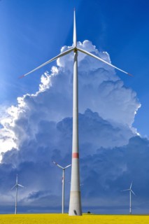 Wind turbines in a rape field in Bavaria