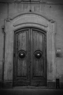 Doorway along cobbled street