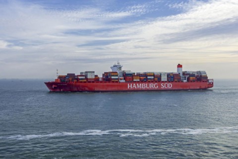 Container ship Cap San Sounio of the German Hamburg Sued shipping line