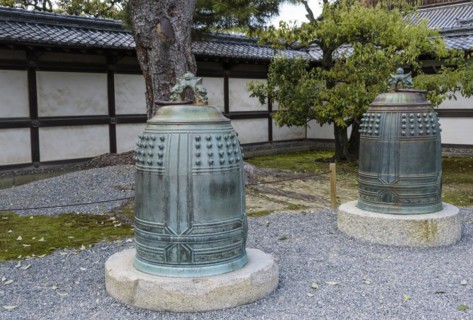 Two large temple gongs or bells