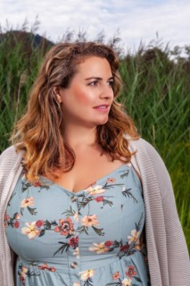 Portrait of a fat woman with long hair