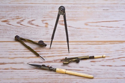 Antique technical drawing instruments