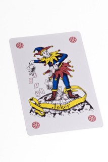 Joker playing card on a white background