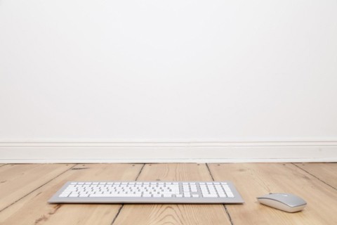 Keyboard and computer mouse on the floor